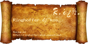 Ringhoffer Ákos névjegykártya